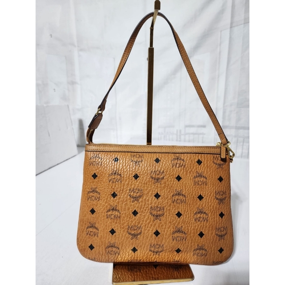 MCM Visetos Leather Pochette Cognac - Picture 6 of 12